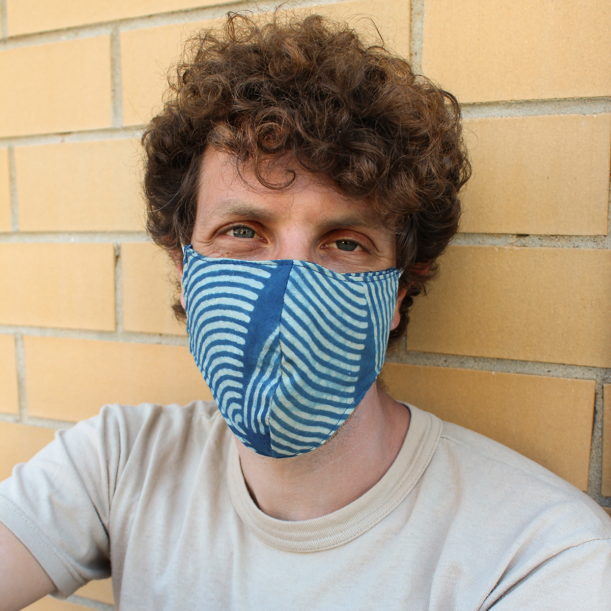 Cotton face mask on male model